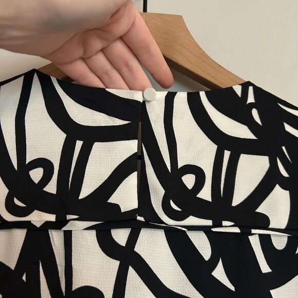 J.Crew Satin Graphic Black and White (Painter Print) Short Sleeve Blouse - Picture 6 of 6